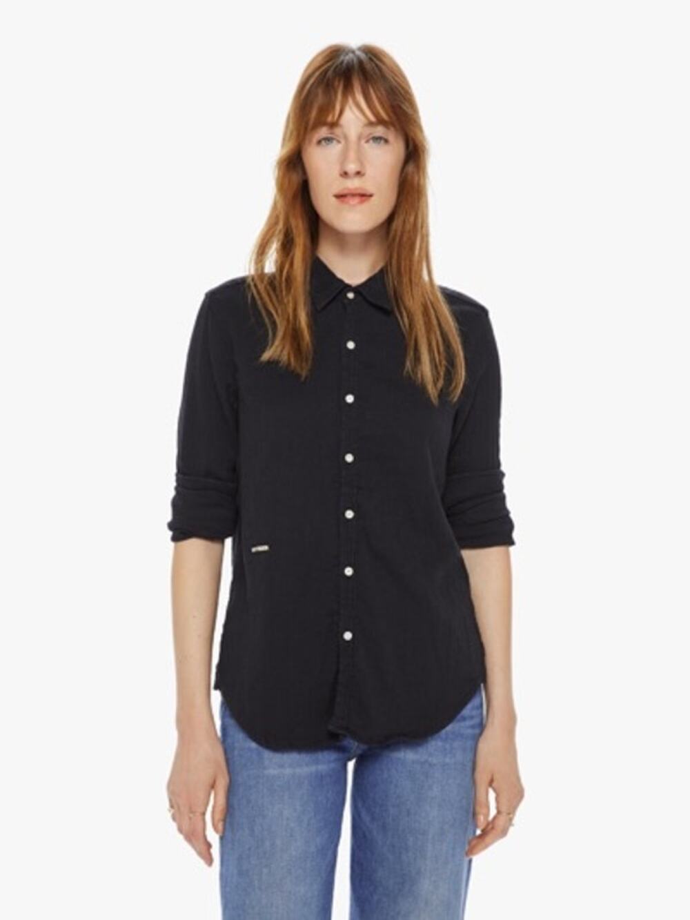 Mother The Wink Black Long Sleeve Collared Button Down Shirt Size XL